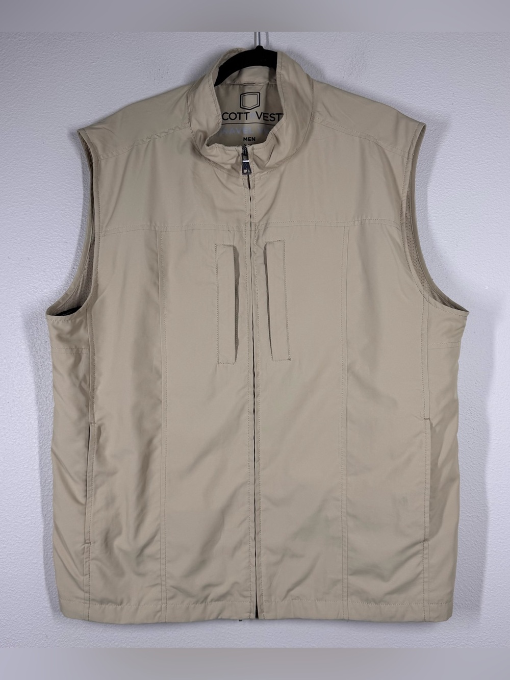 SCOTTEVEST Travel Vest Men XL Tan Multi-Pocket Utility Techwear Gorpcore Hiking
